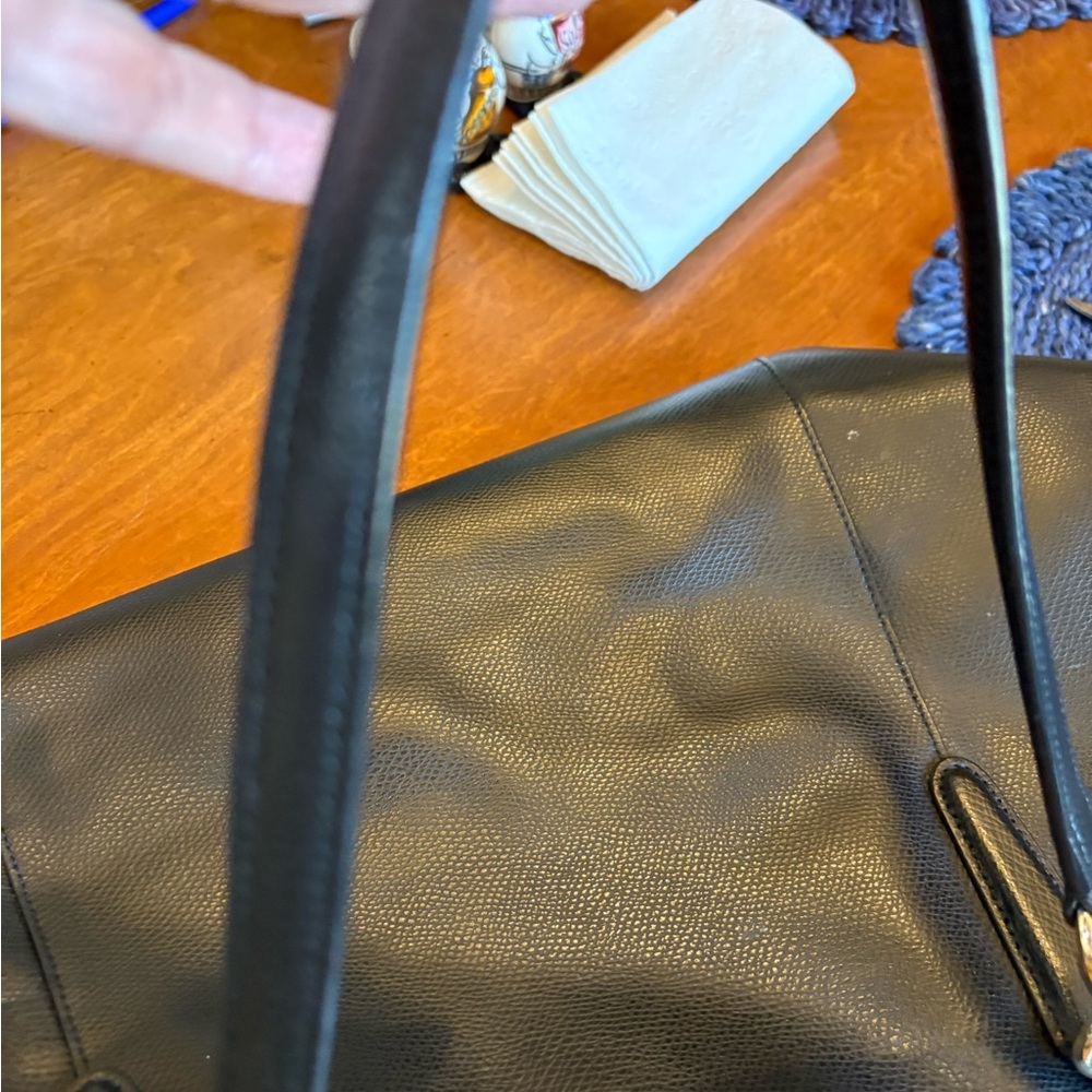 Coach Black Leather Tote with Signature Design - Picture 12 of 17